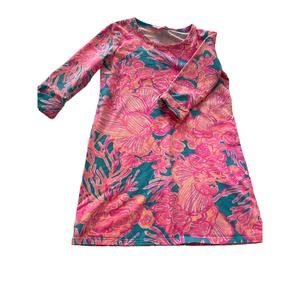 Lilly Pulitzer Girls' Pink Blue Long Sleeve Cotton Girls Dress.  EUC.  Size XL